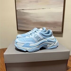 NWB Balenciaga Triple S Nylon Light Blue Women's Sneakers